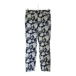 GAP Curvy Signature Skinny Ankle Pants Womens Navy White Floral Sz 2 Stretch